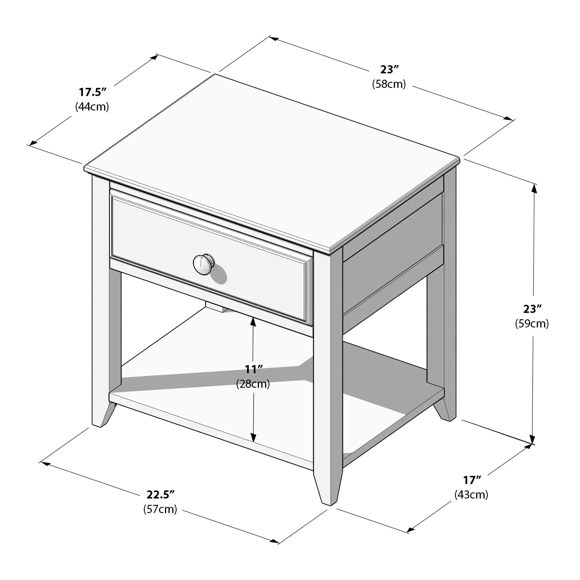 Nightstand with Drawer and Shelf - Image 37