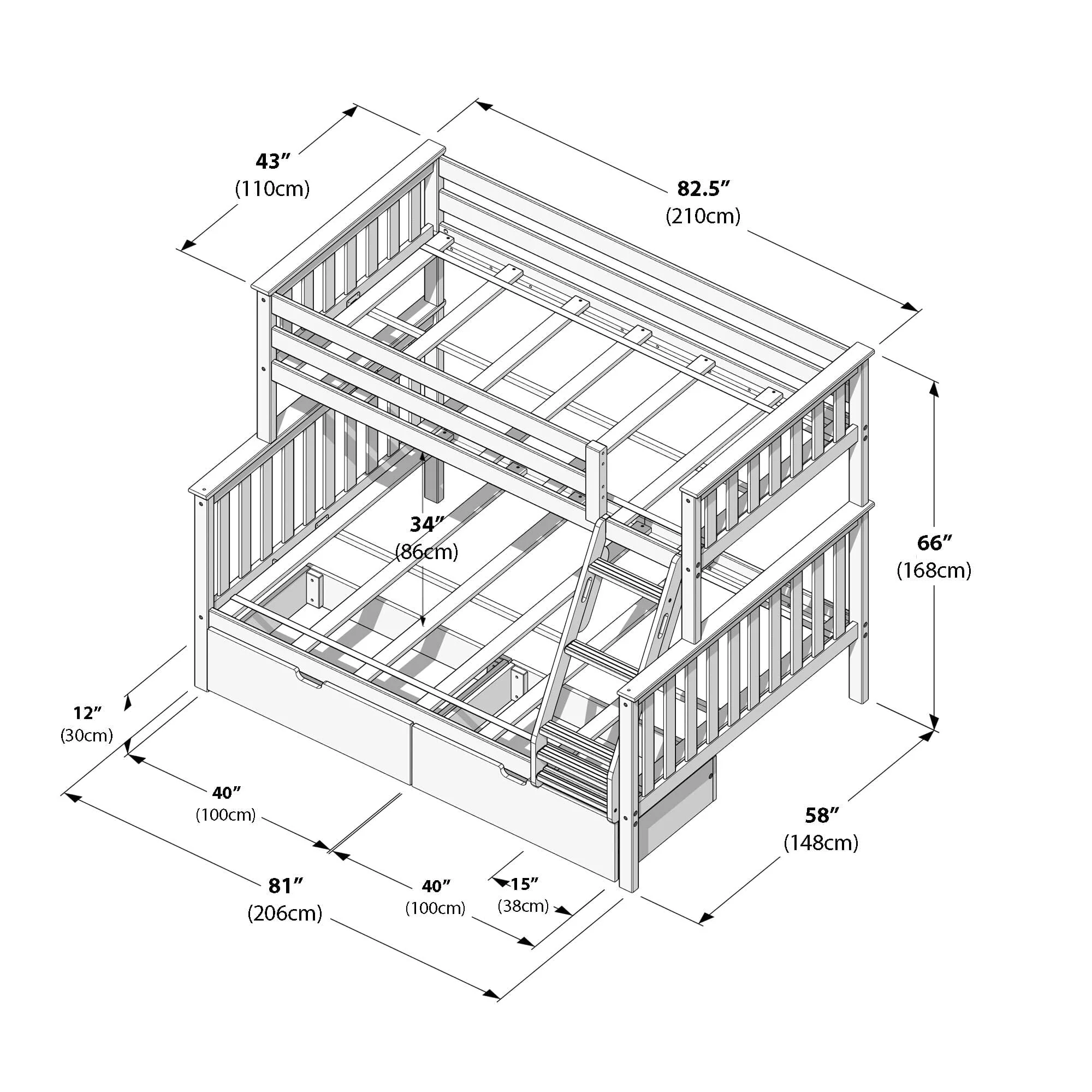Twin Over Full Bunk Bed With Storage Drawers - Image 40