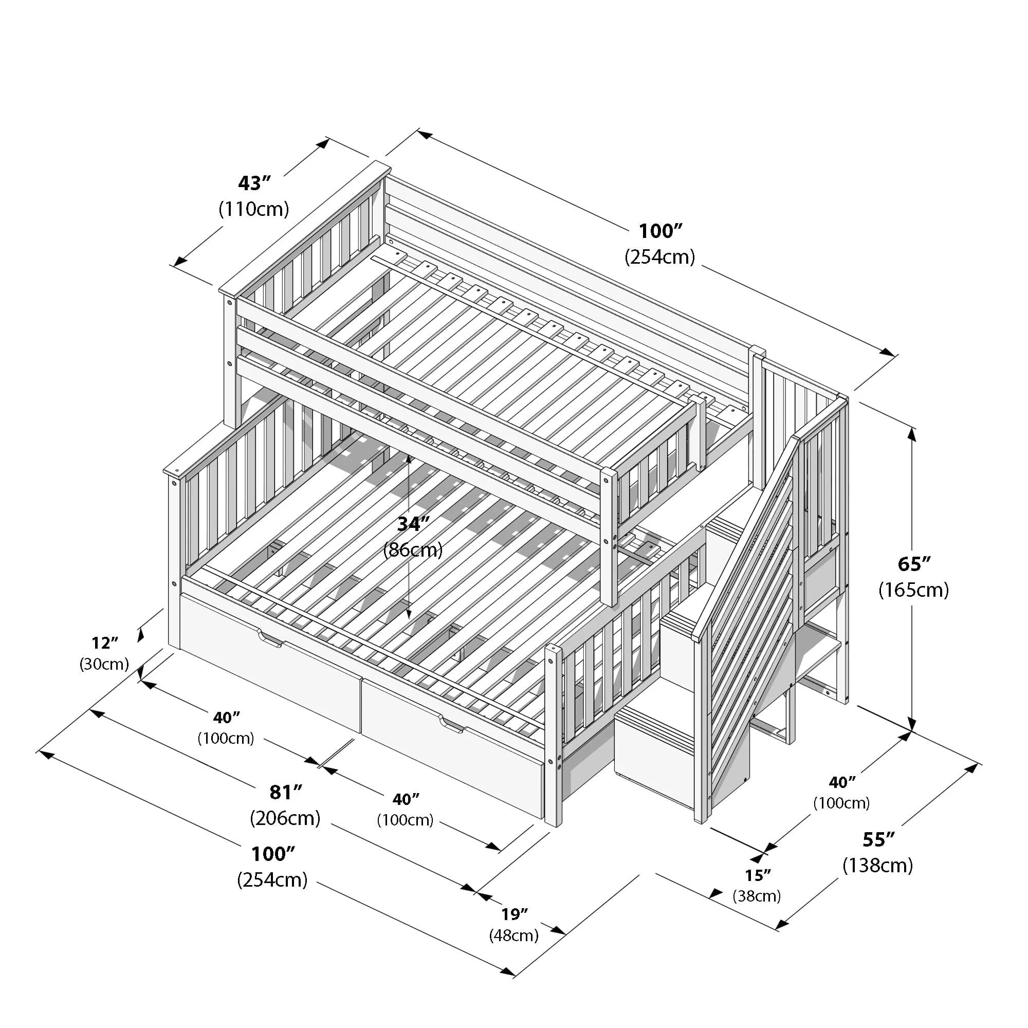 Twin Over Full Bunk Bed With Stairs & Storage Drawers - Image 33