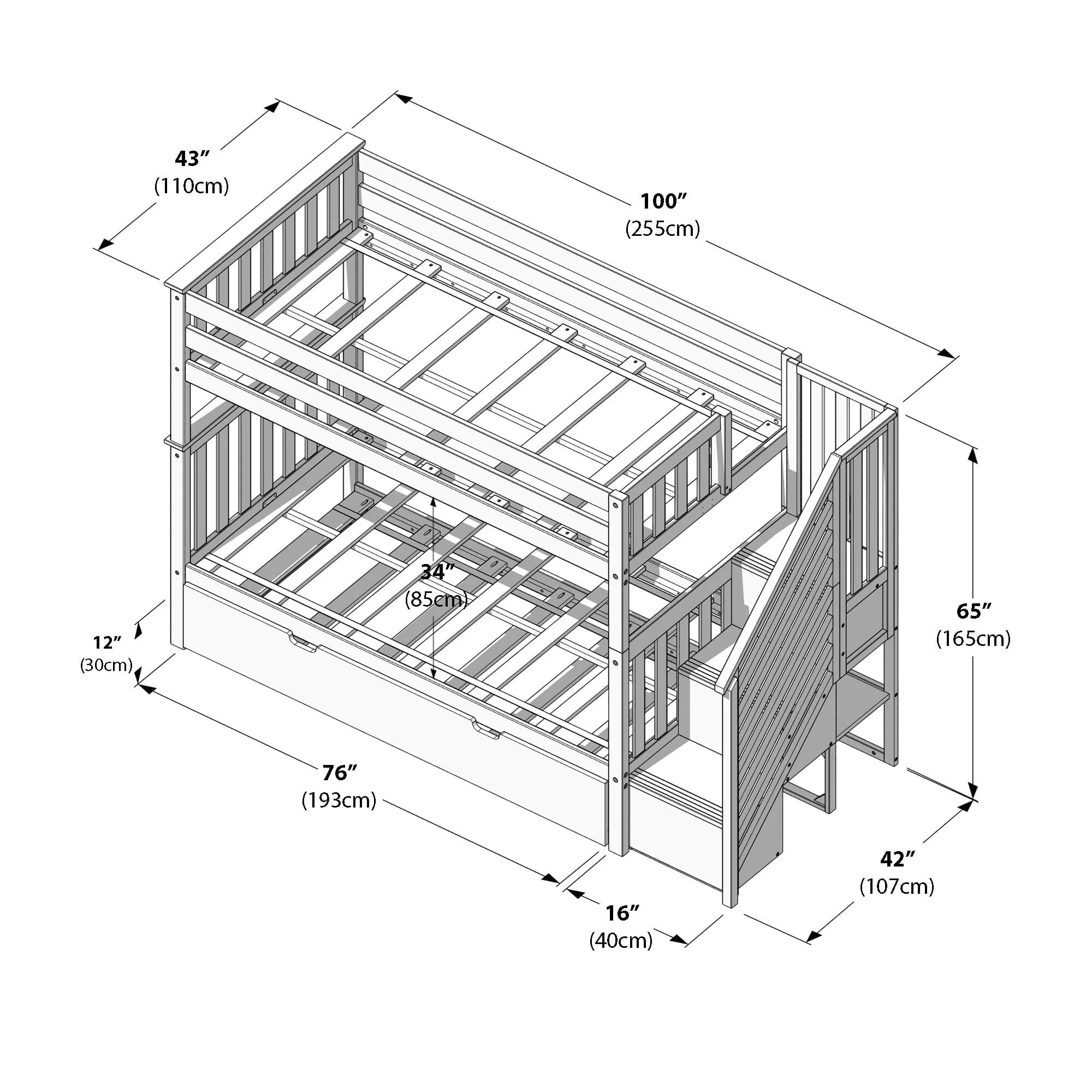 Twin Over Twin Bunk Bed With Stairs & Trundle - Image 27