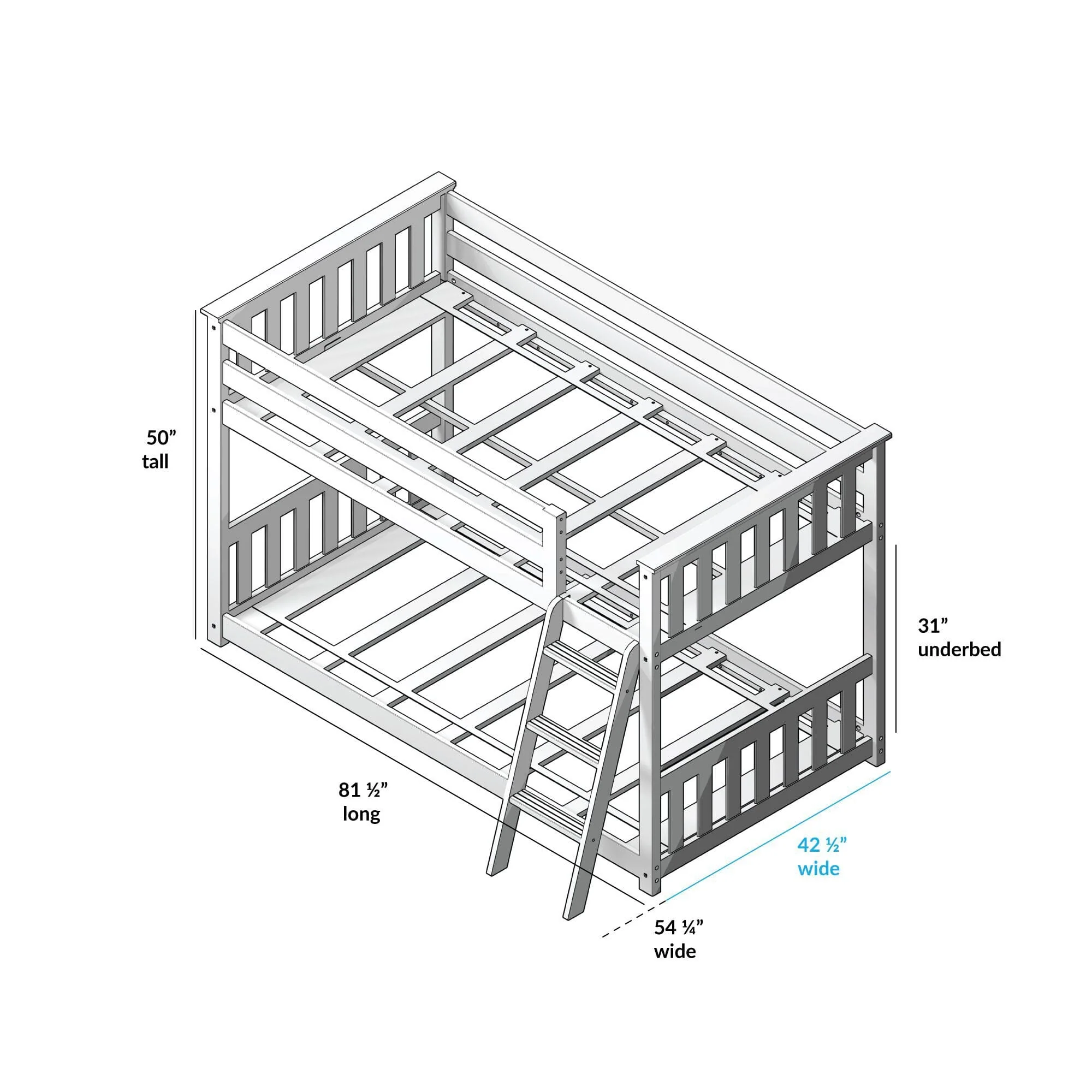 Twin Over Twin Low Bunk Bed With Curtain - Image 101
