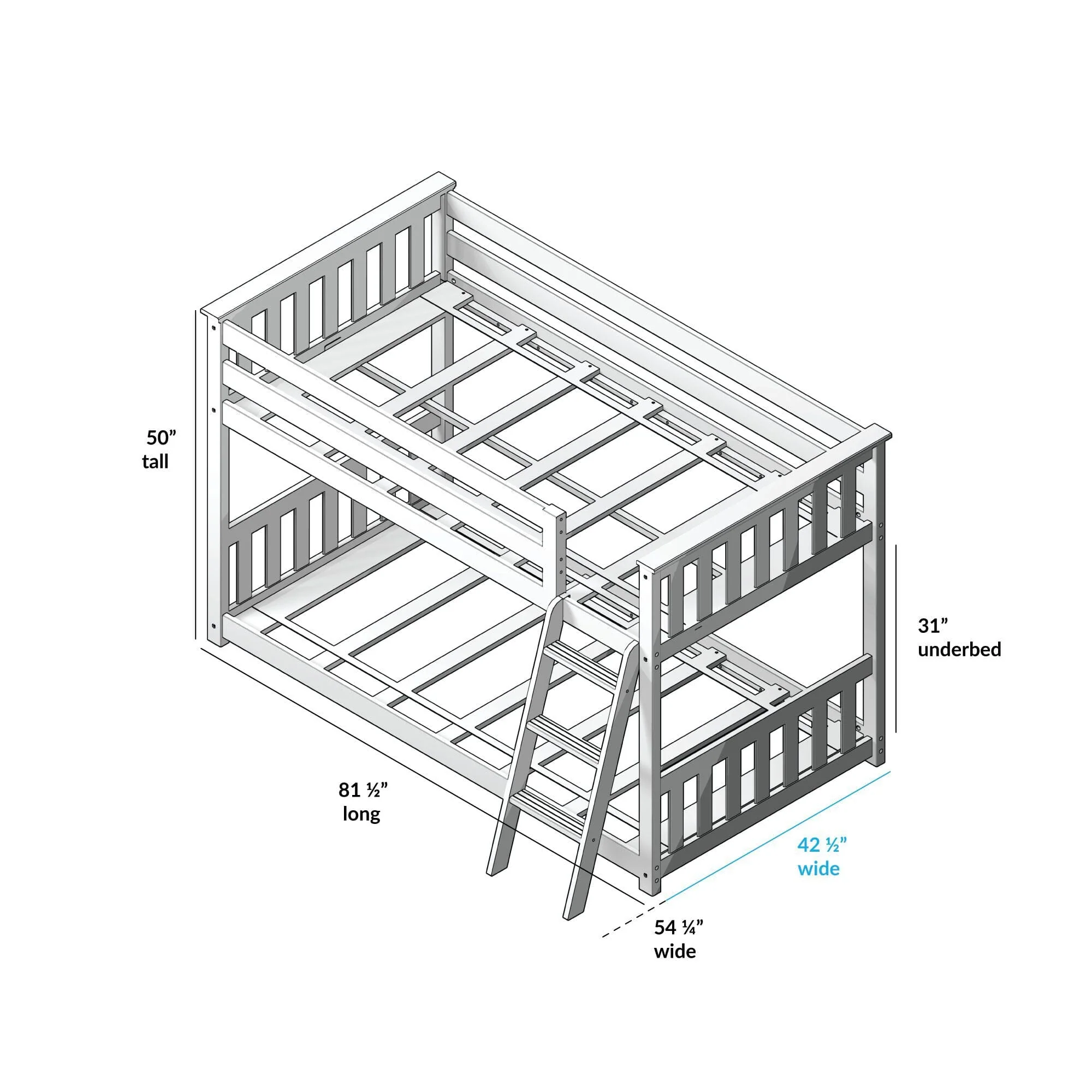 Twin Over Twin Low Bunk Bed With Curtain - Image 108