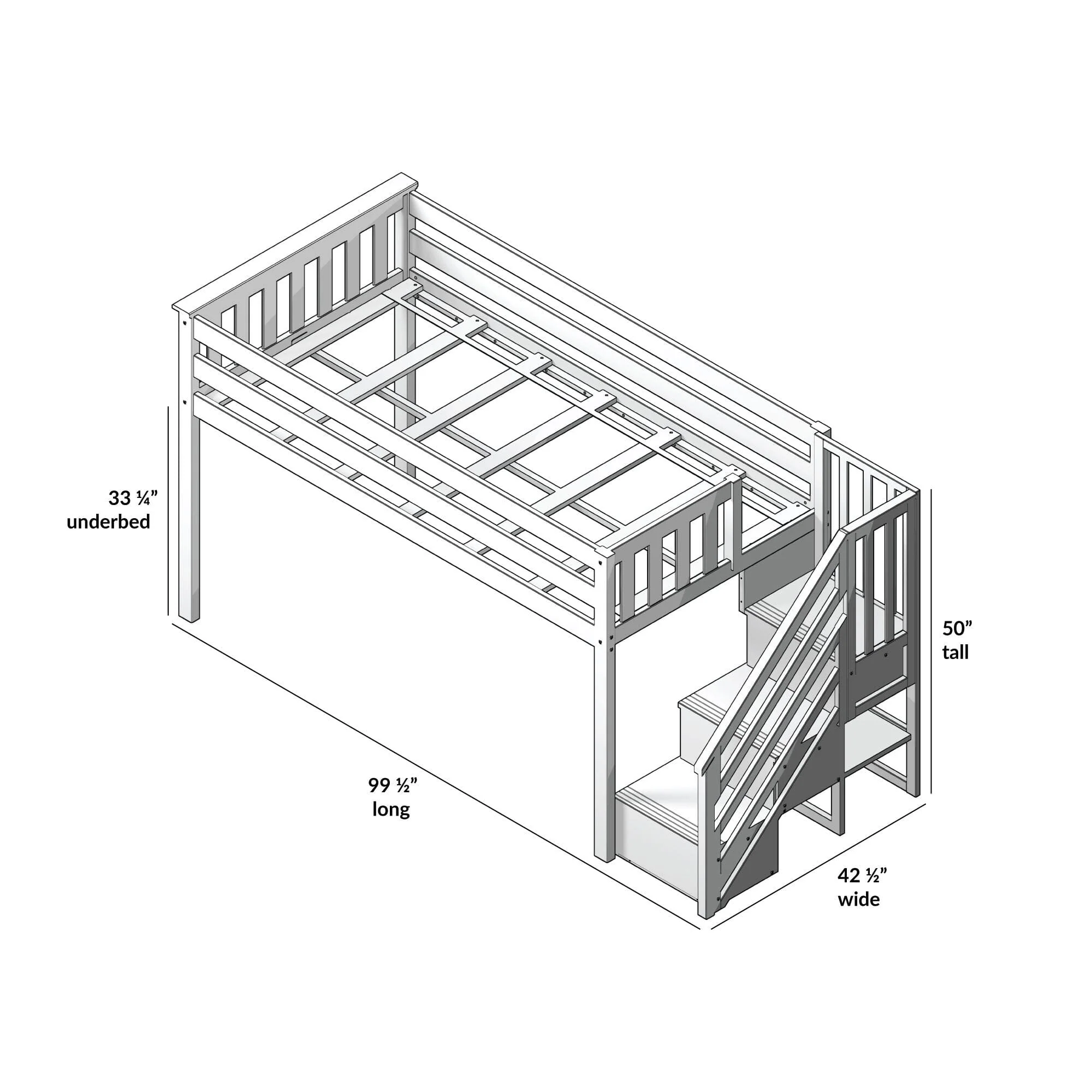 Twin Low Loft Bed With Stairs - Image 14