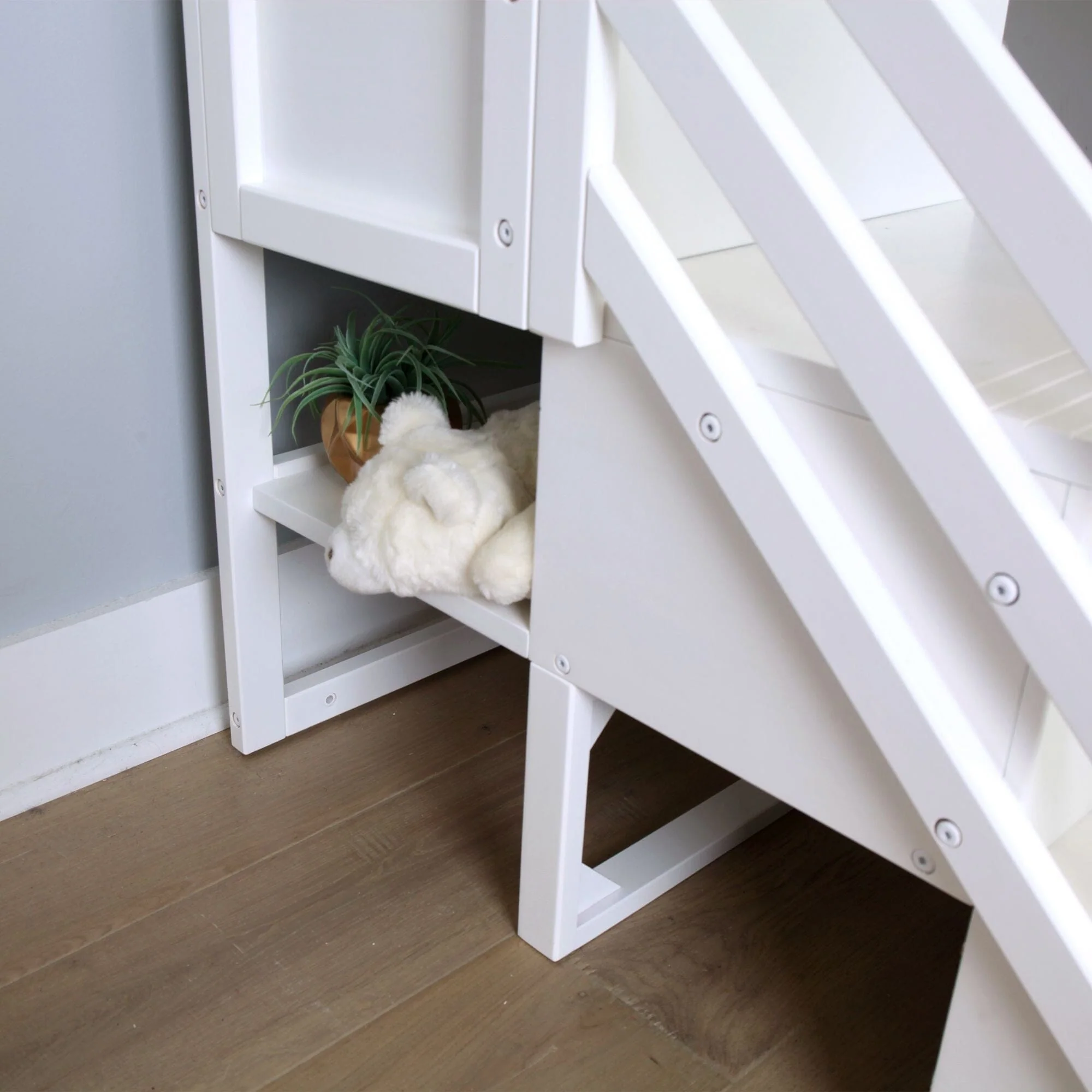 Twin-Size Low Loft with Stairs + Curtain - Image 35